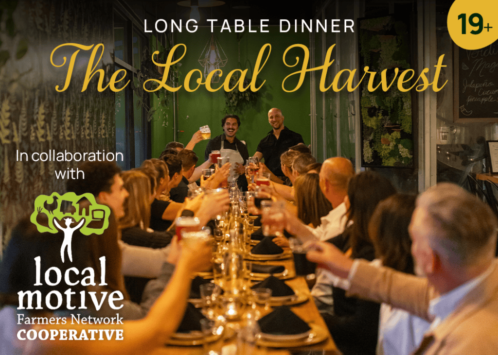 long table dinner at vice brewing the local harvest